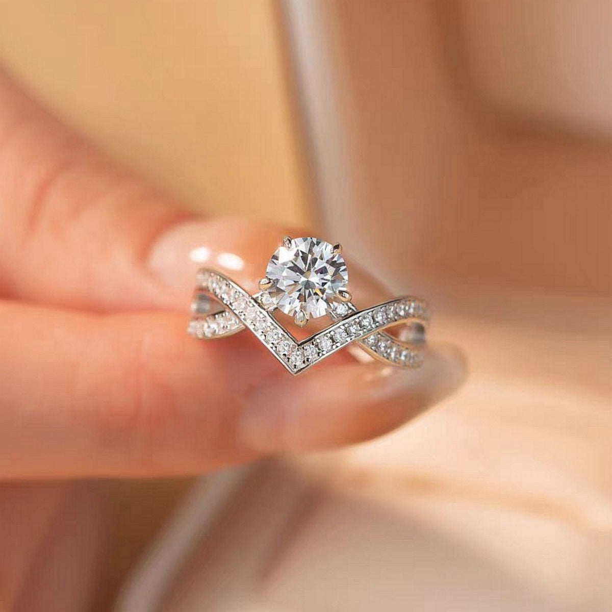 1 Carat Moissanite Sterling Silver Ring in Silver - women's ring