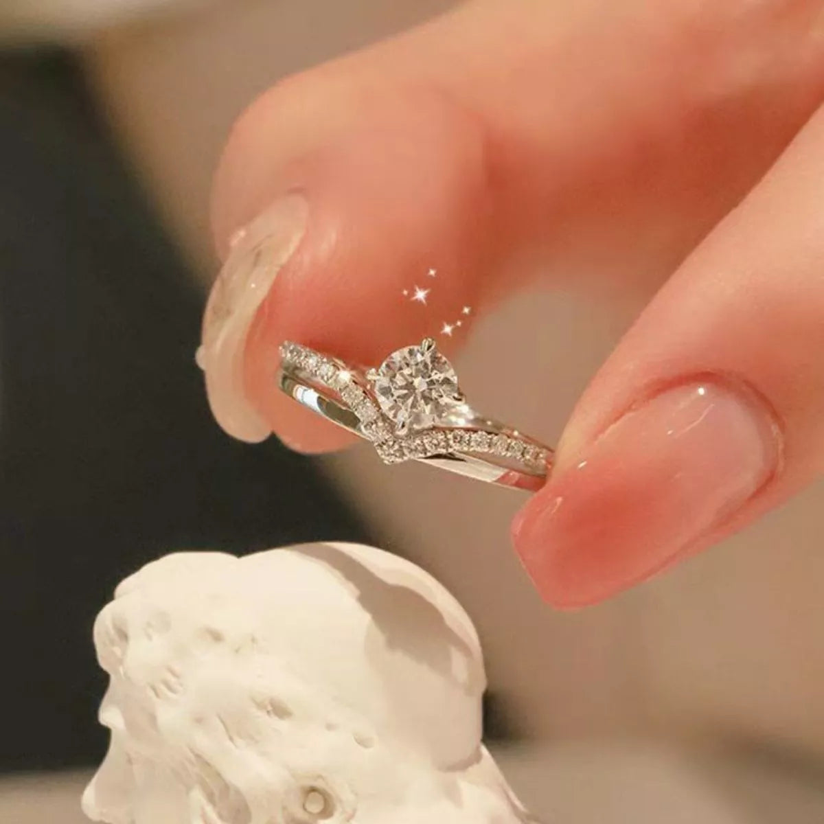 1 Carat Sterling Silver Moissanite Ring in Silver - women's ring