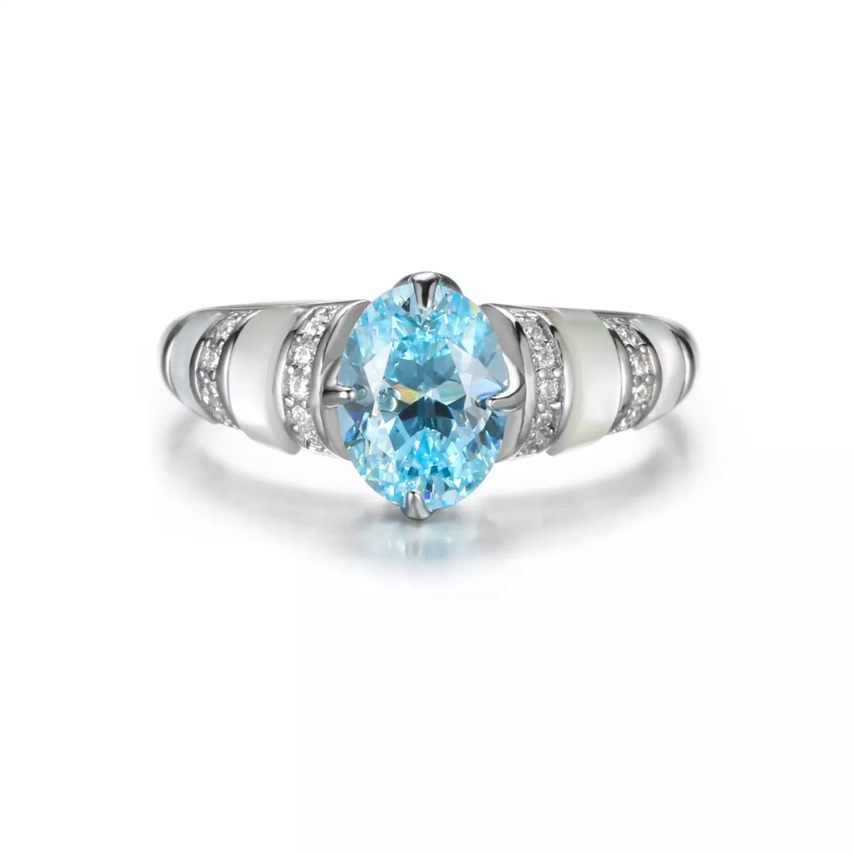 Sterling Silver Zircon Geometric Ring - alternate ring view
