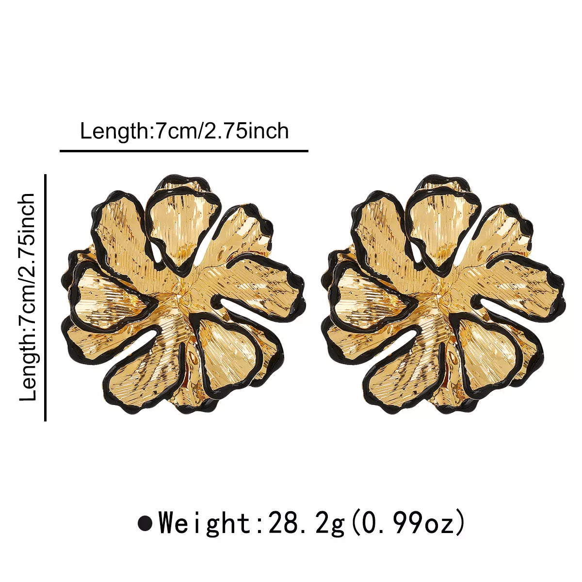 18K Gold-Plated Flower Stud Earrings - alternate earring view