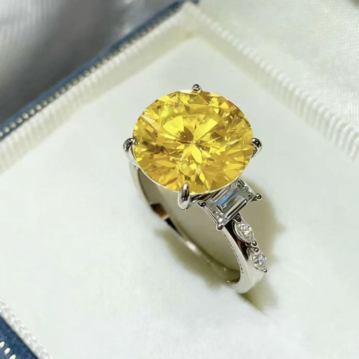 5 Carat Moissanite Sterling Silver Ring in Light Yellow - women's ring