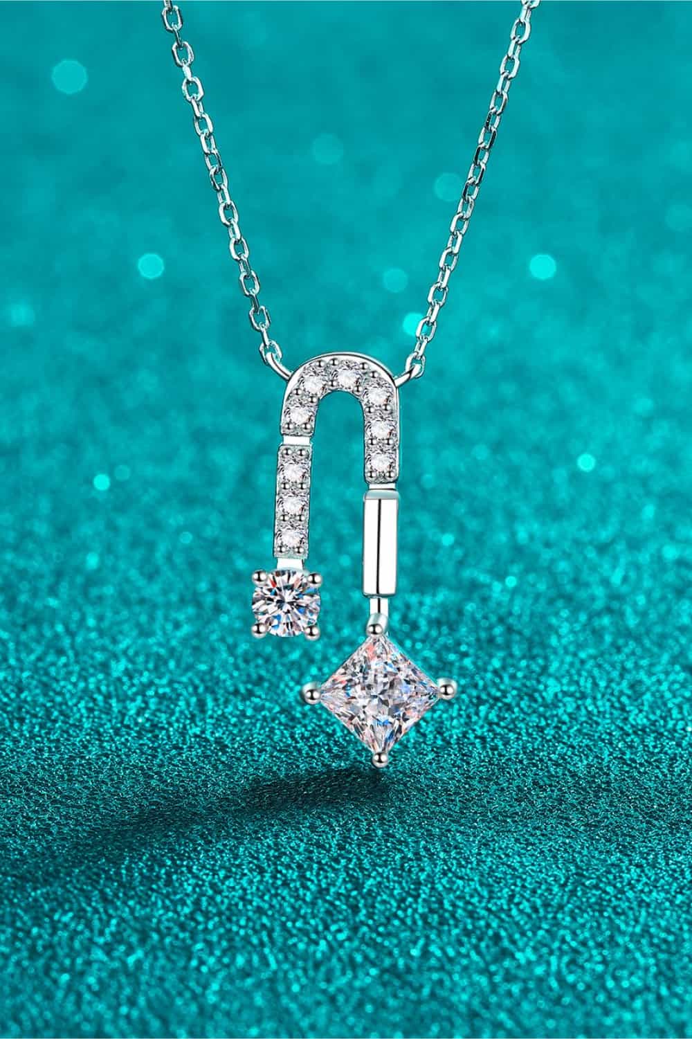 1.3 Carat Moissanite Sterling Silver Necklace - alternate necklace view