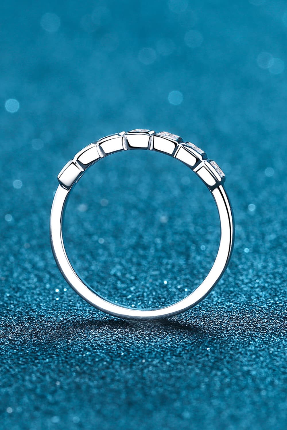 Moissanite Rhodium-Plated Half-Eternity Ring in Silver - women's ring