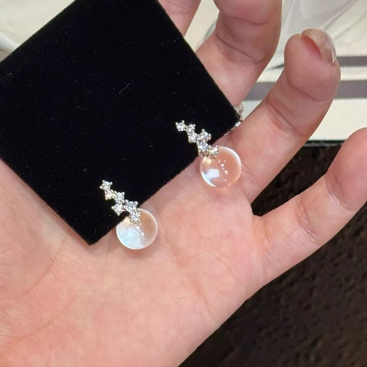 Crystal Ball Drop Earrings - alternate earring view