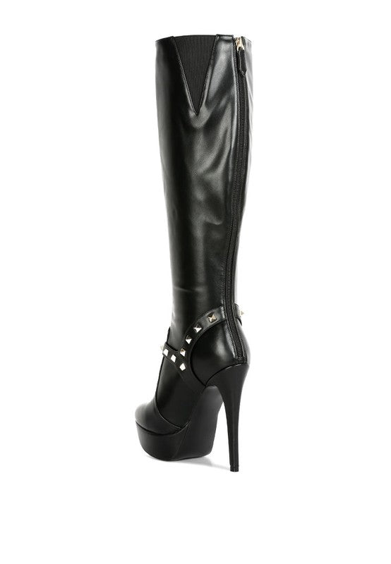 Stud Stiletto Platform Boots