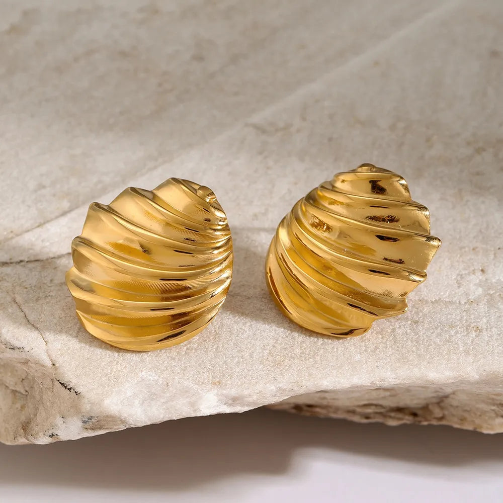 Stainless Steel Shell Shape Stud Earrings - alternate earring view