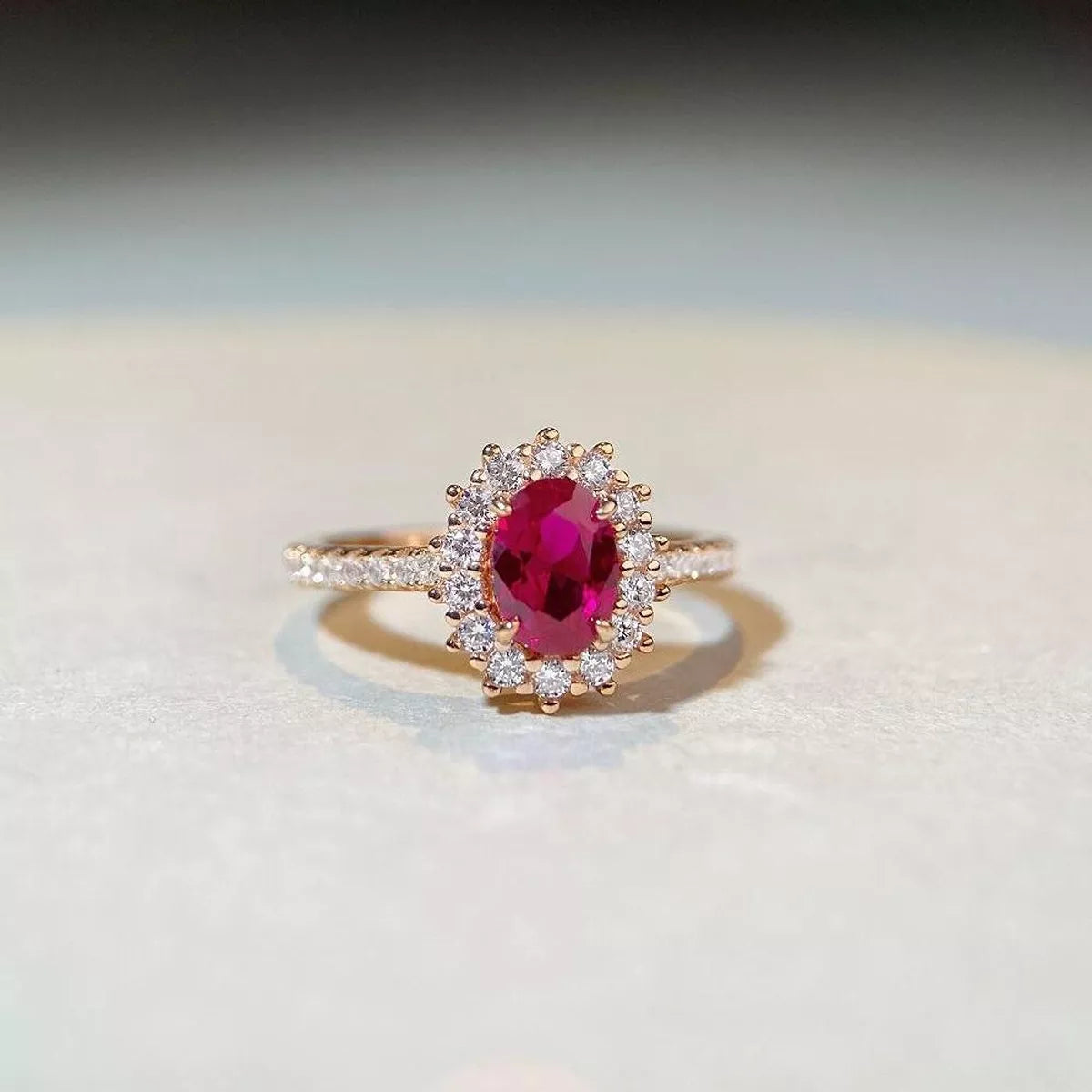 Sterling Silver Oval Ring in Cerise - women's ring