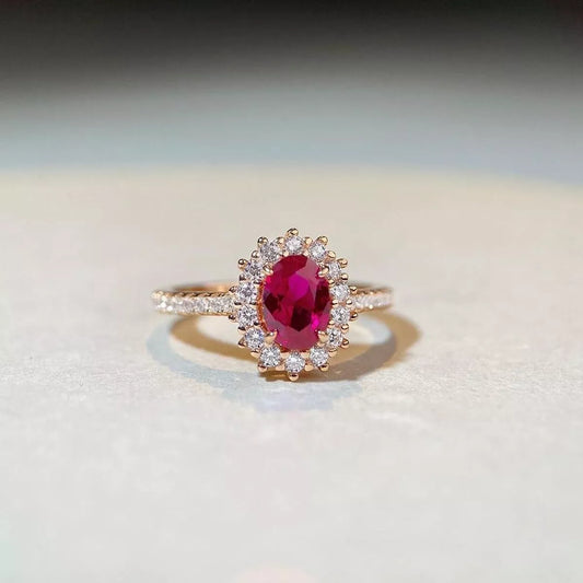 Sterling Silver Oval Ring in Cerise - women's ring