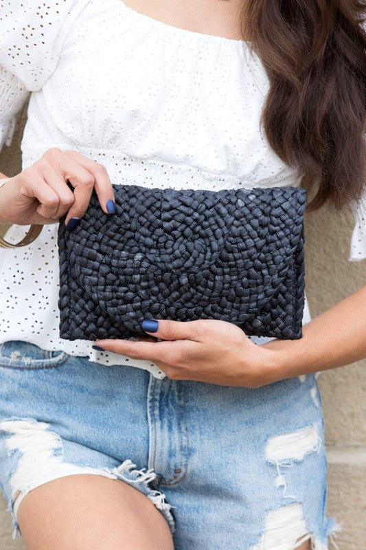 Foldover Straw Clutch