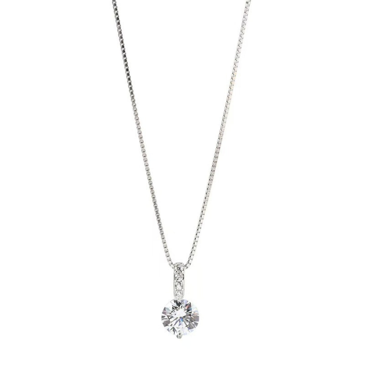 1 Carat Moissanite Sterling Silver Pendant Necklace - alternate necklace view