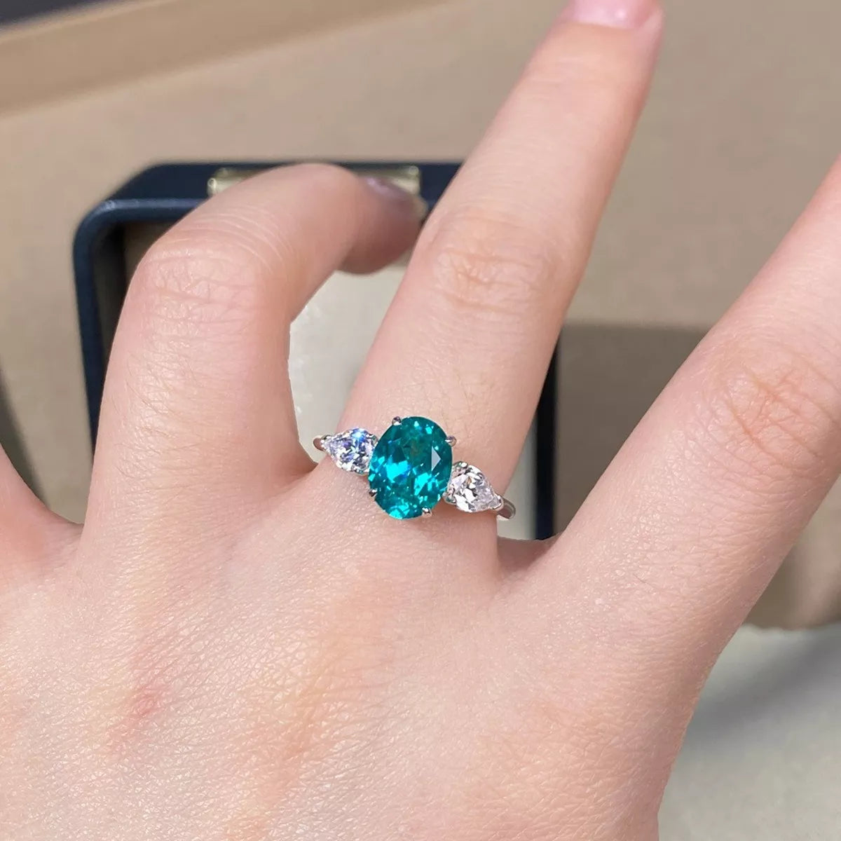 Topaz Sterling Silver Oval Ring in Cerulean - women's ring
