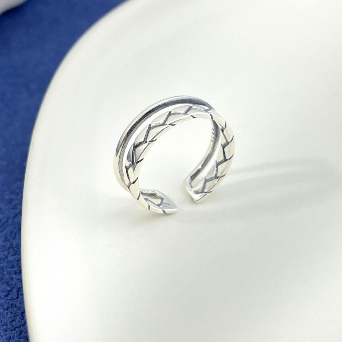 Sterling Silver Open Cuff Ring - alternate ring view