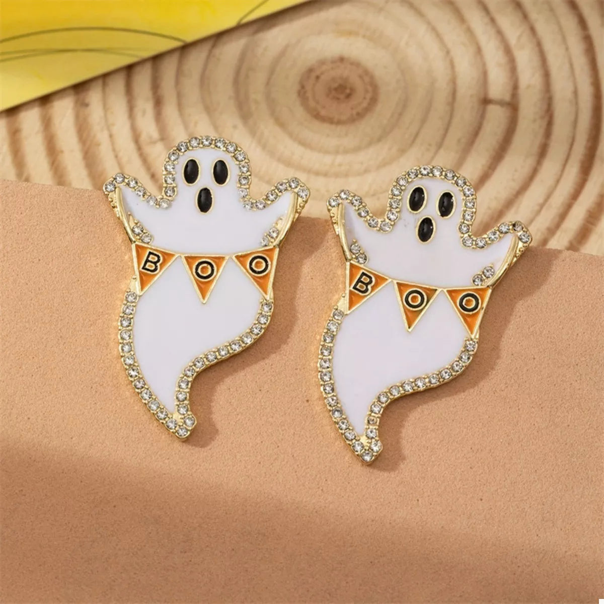 Halloween Ghost and Pumpkin Dangle Earrings in Pumpkin Tassel - women's dangle earrings