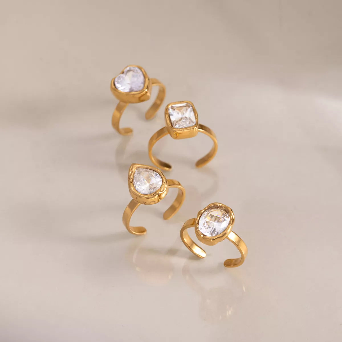 4 Piece 18K Gold-Plated Zircon Ring - alternate ring view
