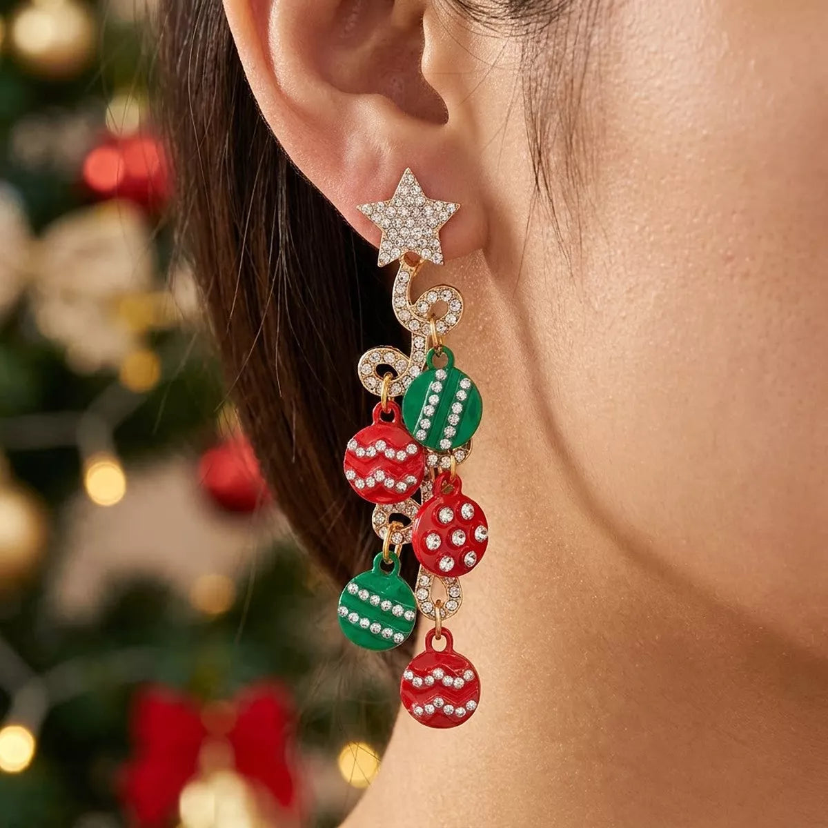 Christmas Rhinestone Earrings in Style F - women's earrings