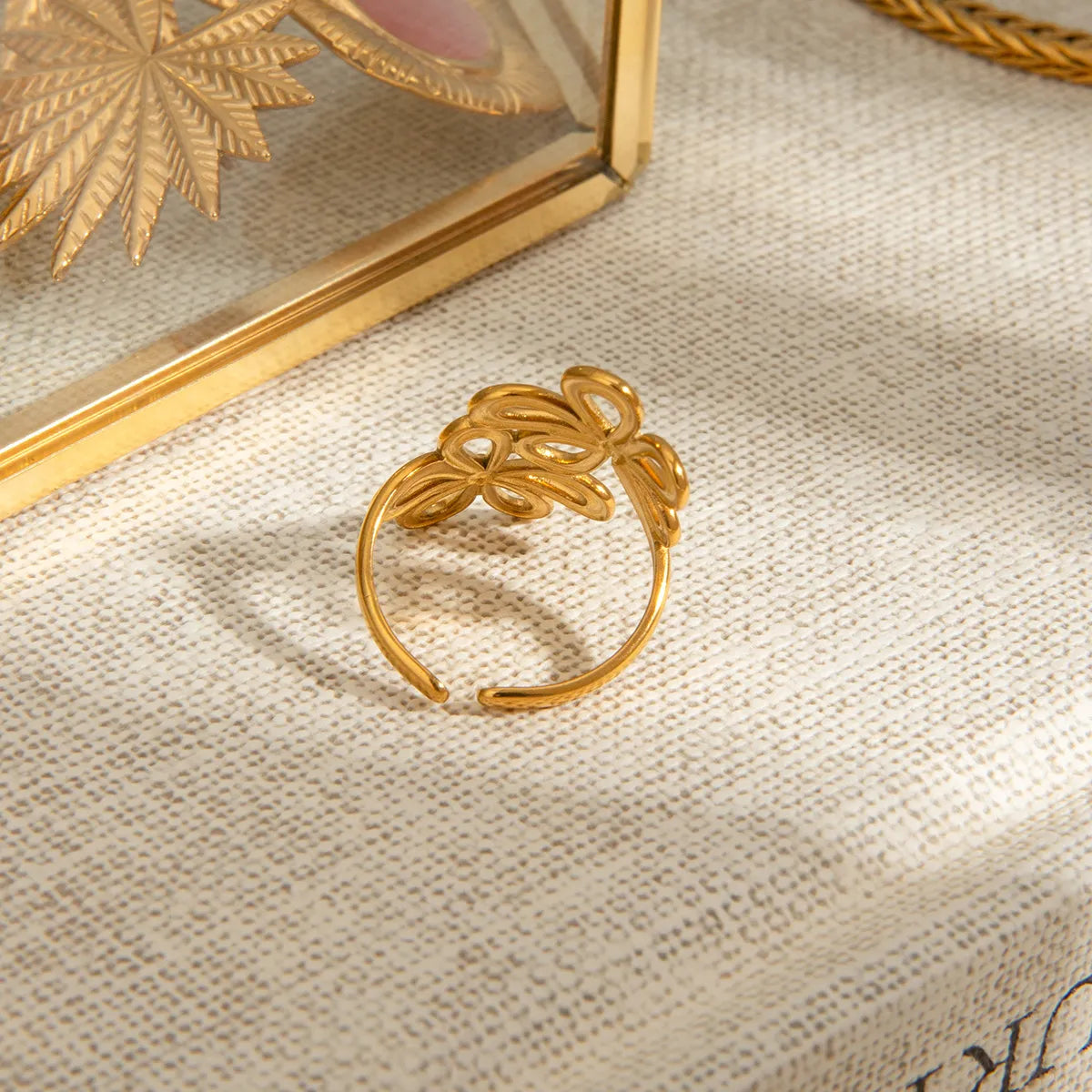 Stainless Steel Flower Ring - alternate ring view