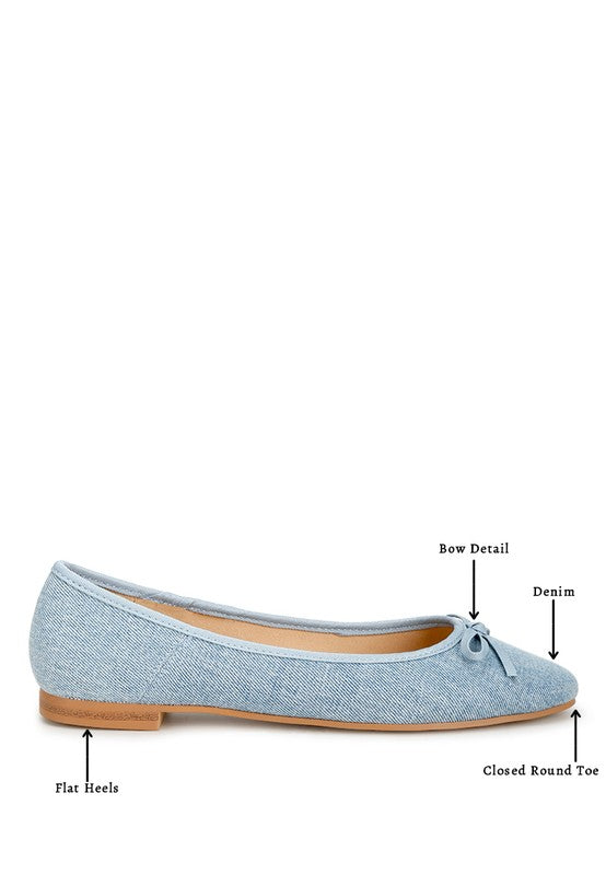 Detail Bow Denim Ballerinas