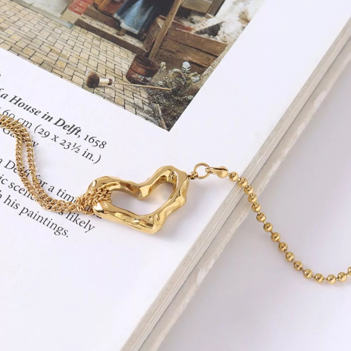 18K Gold-Plated Titanium Steel Heart Bracelet - alternate jewelry view