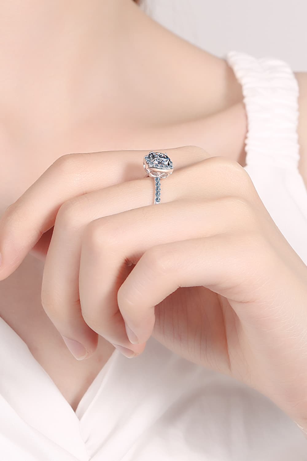 2 Carat Moissanite Square Halo Ring in Silver - women's halo ring