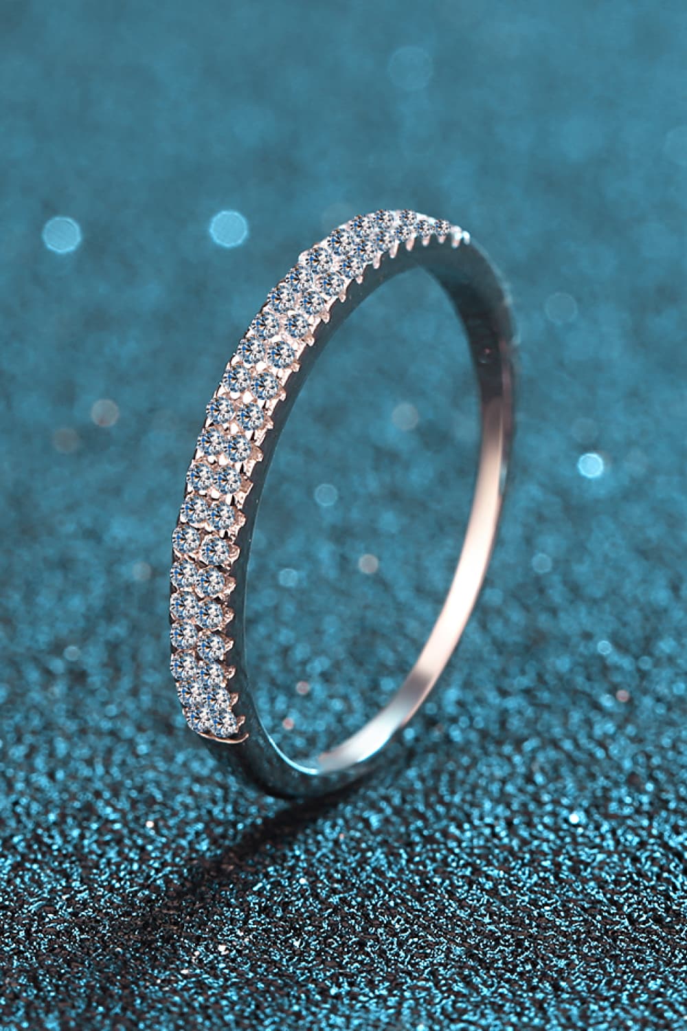 Moissanite Sterling Silver Half-Eternity Ring in Silver - women's ring