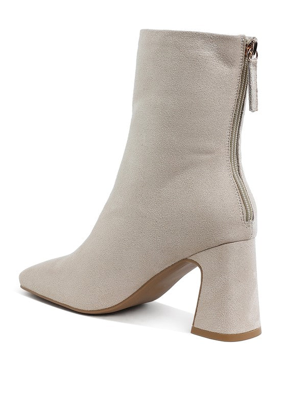 Square Toe Microfiber Ankle Boots