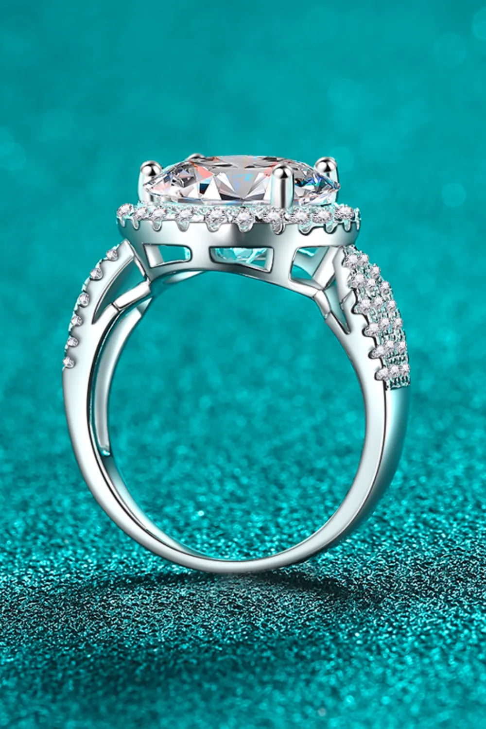 5 Carat Moissanite Sterling Silver Ring in Silver - women's ring