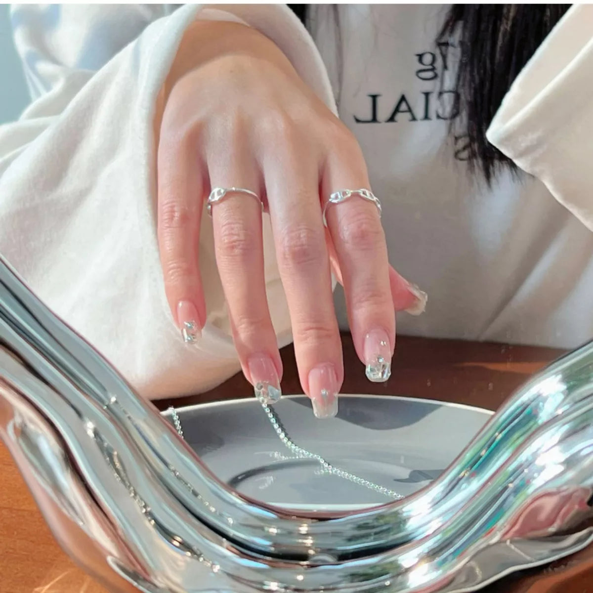 Sterling Silver Geometric Ring - alternate ring view