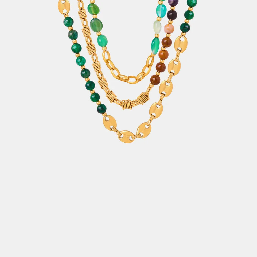 Beaded Titanium Steel Necklace in Mustard - women's necklace