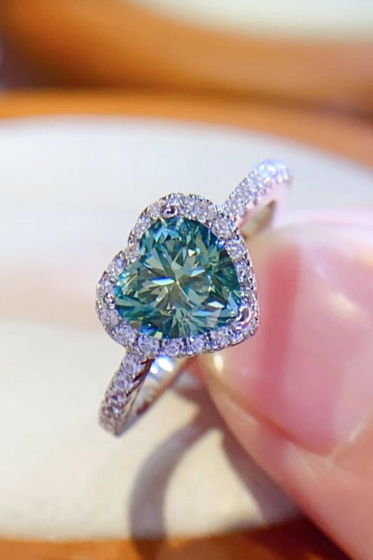 1-Carat Moissanite Heart Ring in Green - women's ring