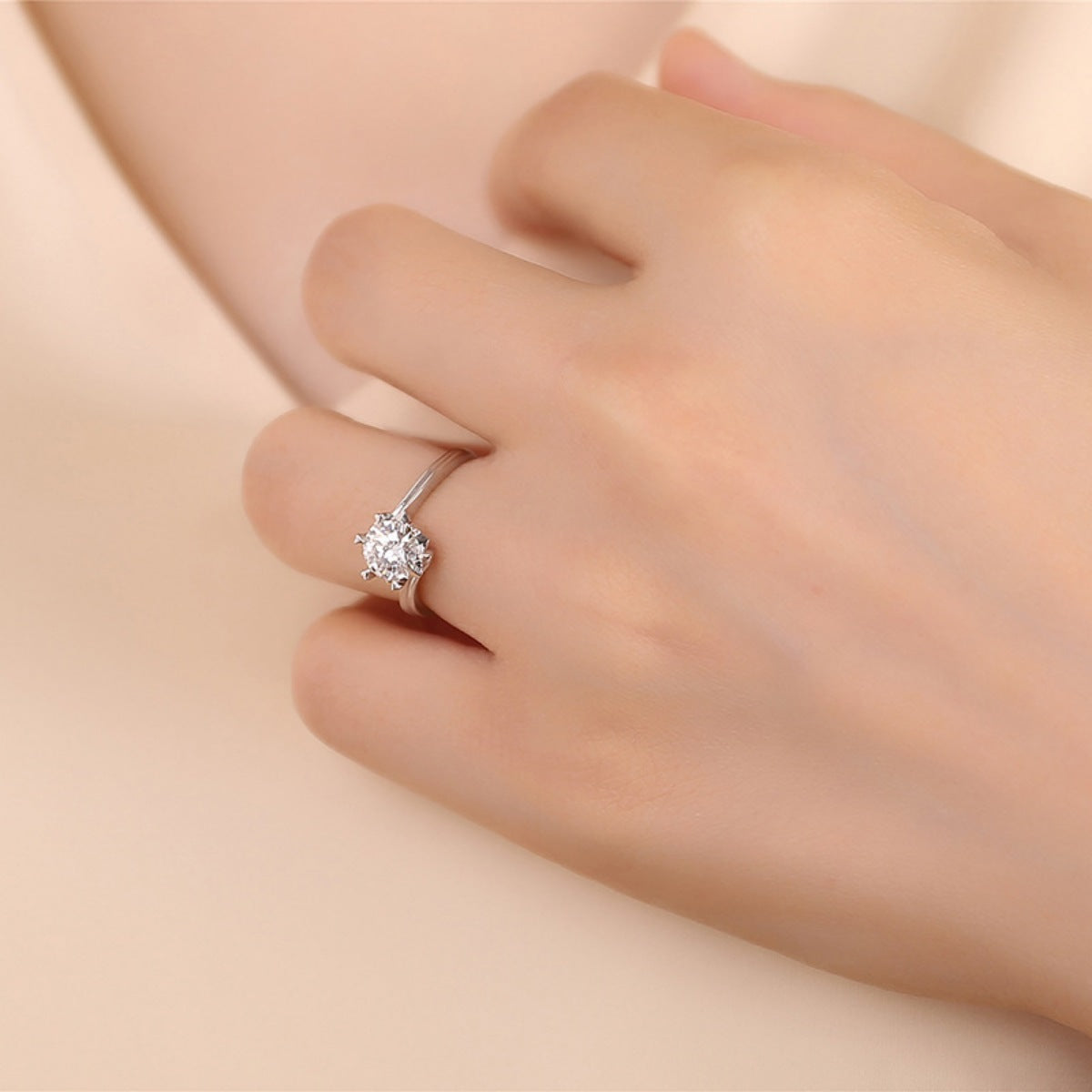 1 Carat Sterling Silver Moissanite Ring - alternate ring view
