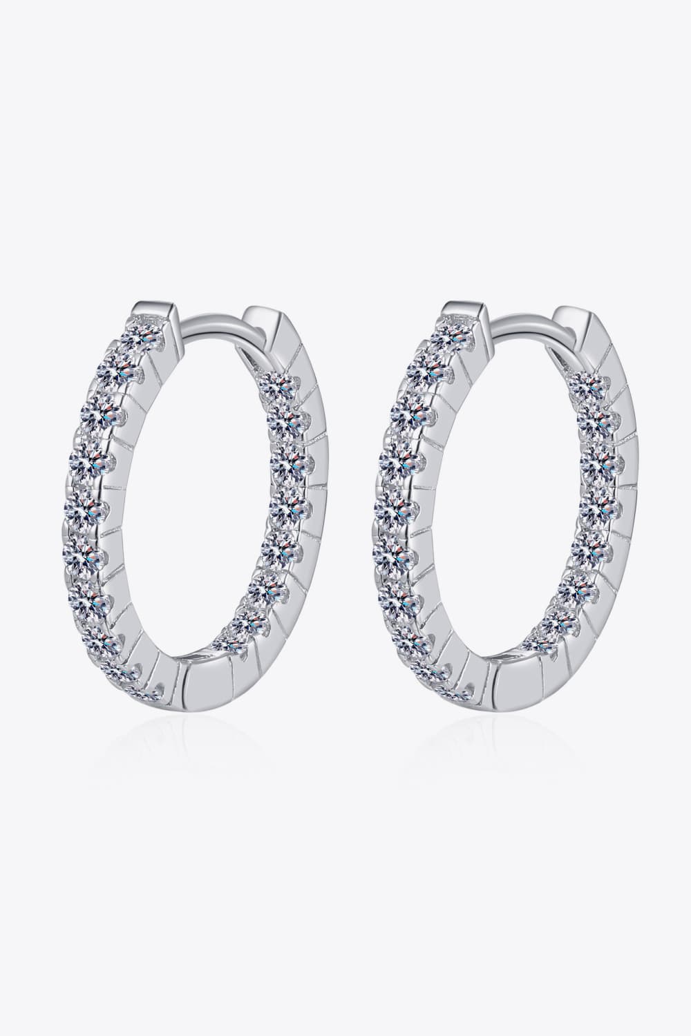 Moissanite Sterling Silver Huggie Earrings - alternate earring view