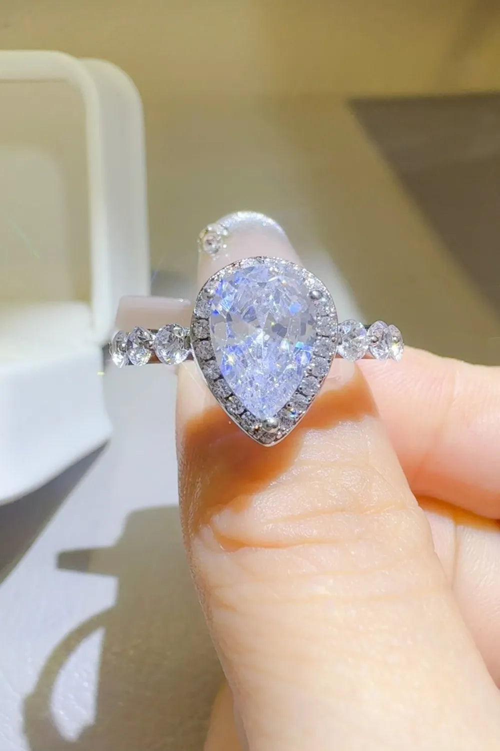 2 Carat Moissanite Sterling Silver Ring in Silver - women's ring