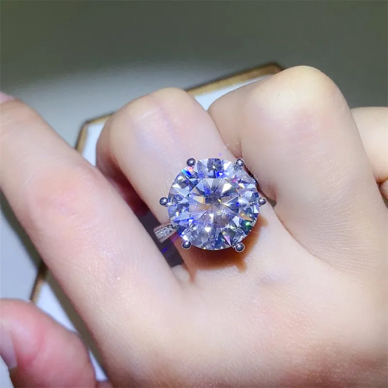 10 Carat Moissanite Sterling Silver Ring in Silver - women's ring