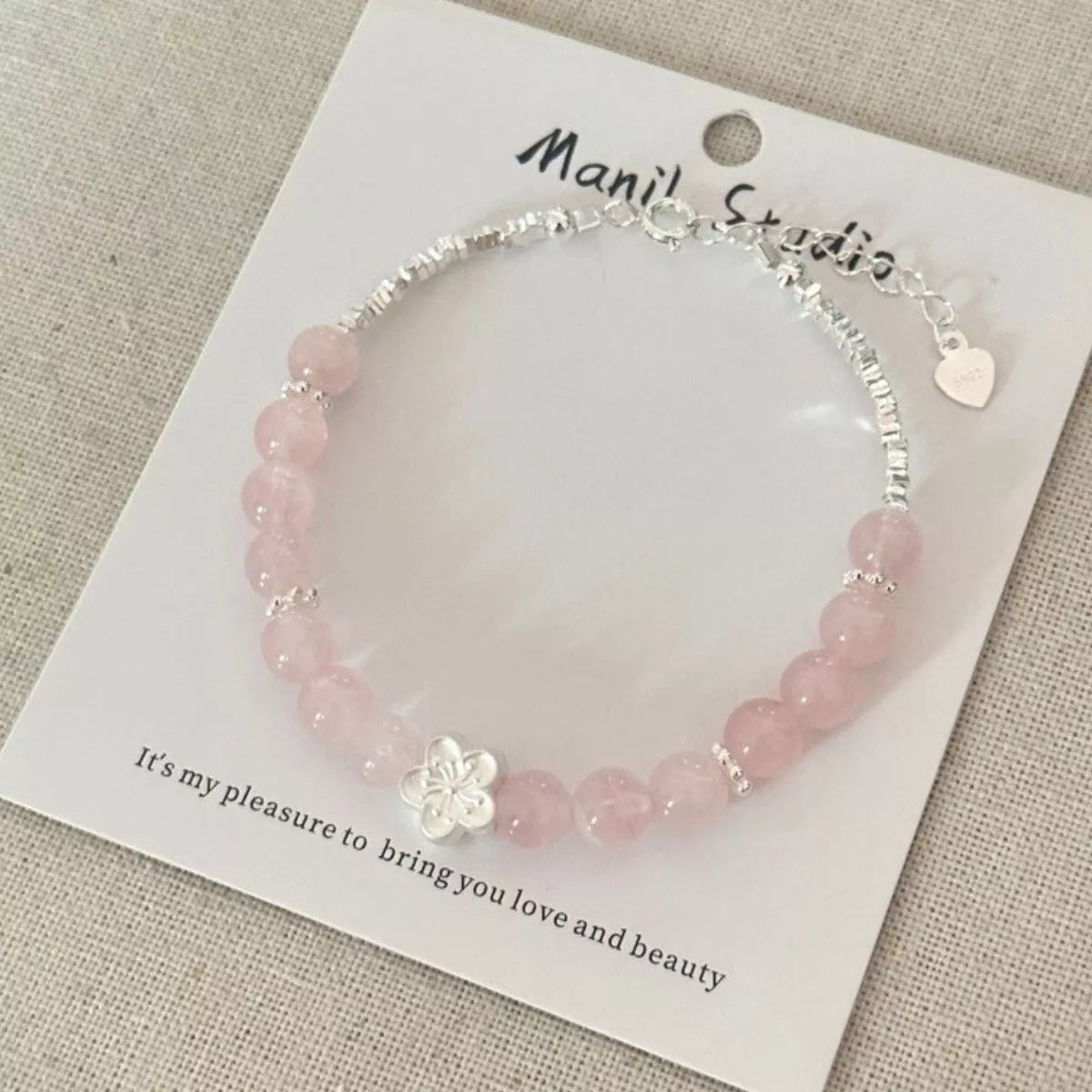 Sterling Silver Crystal Bead Flower Bracelet - alternate jewelry view