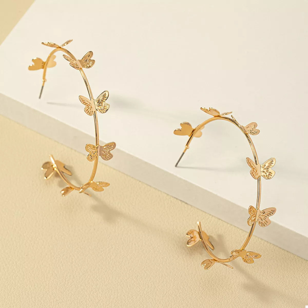 Butterfly Vine Hoop Earrings in Gold - women's hoop earrings