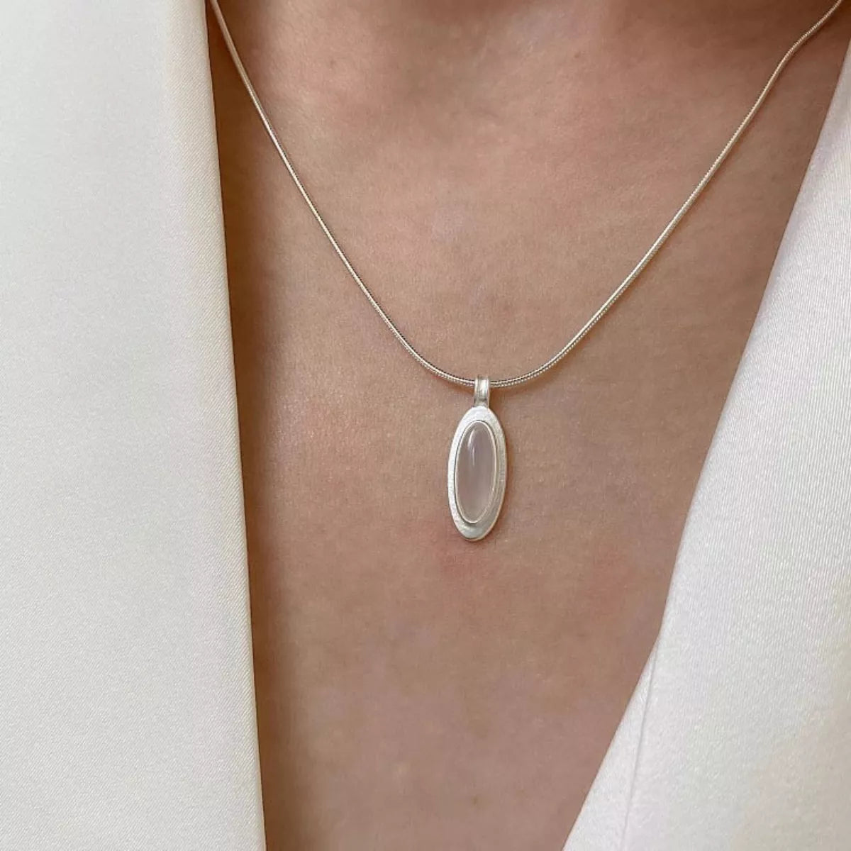 Sterling Silver Geometric Pendant Necklace - alternate necklace view