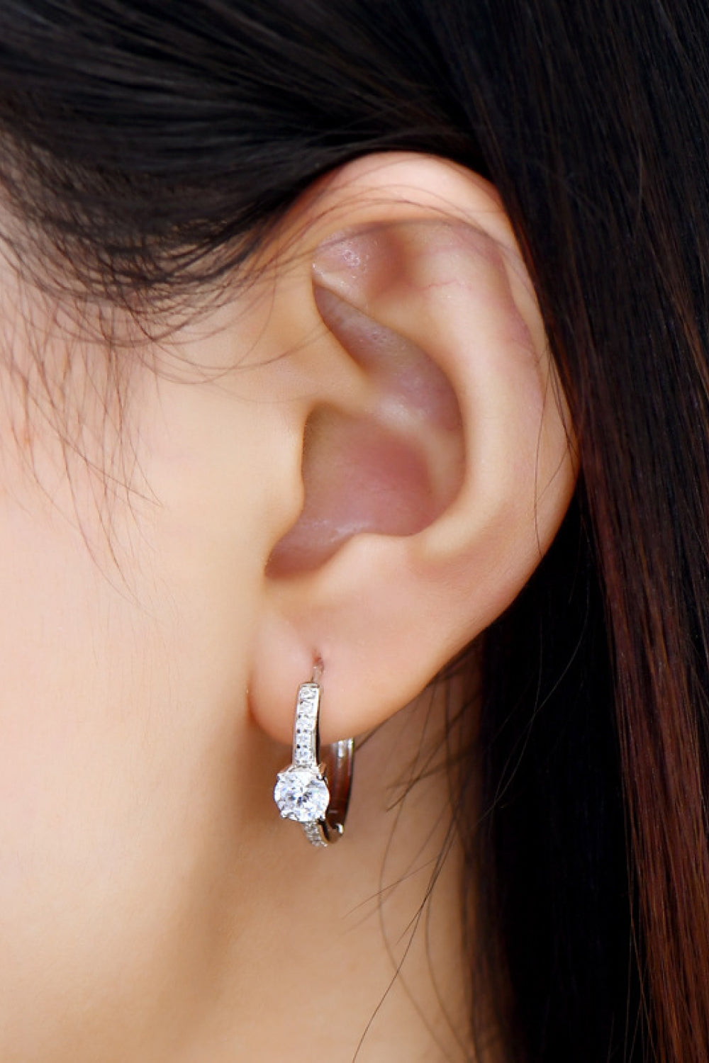 Carry Your Love 1 Carat Moissanite Platinum-Plated Earrings - alternate earring view