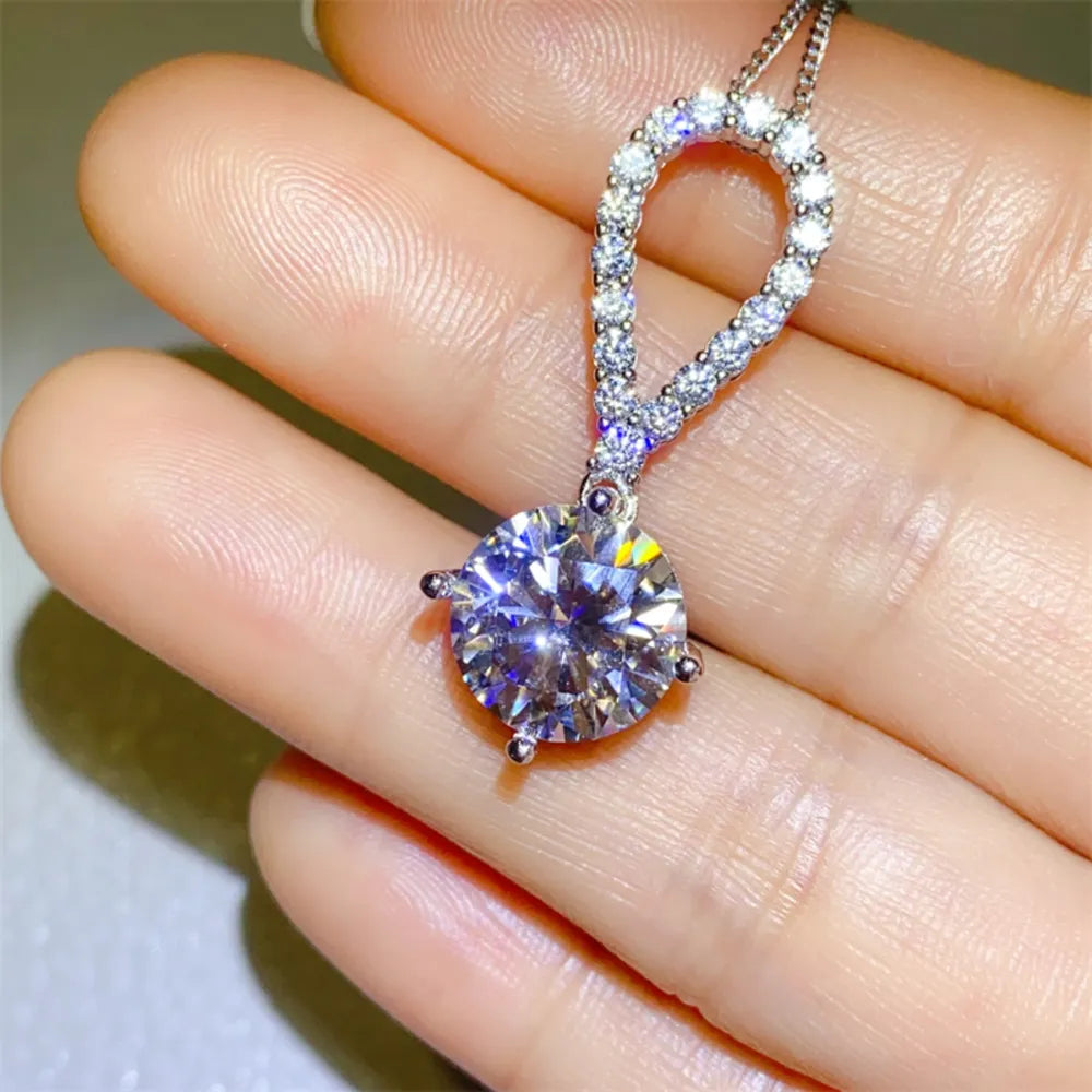 5 Carat Moissanite Sterling Silver Teardrop Necklace - alternate necklace view