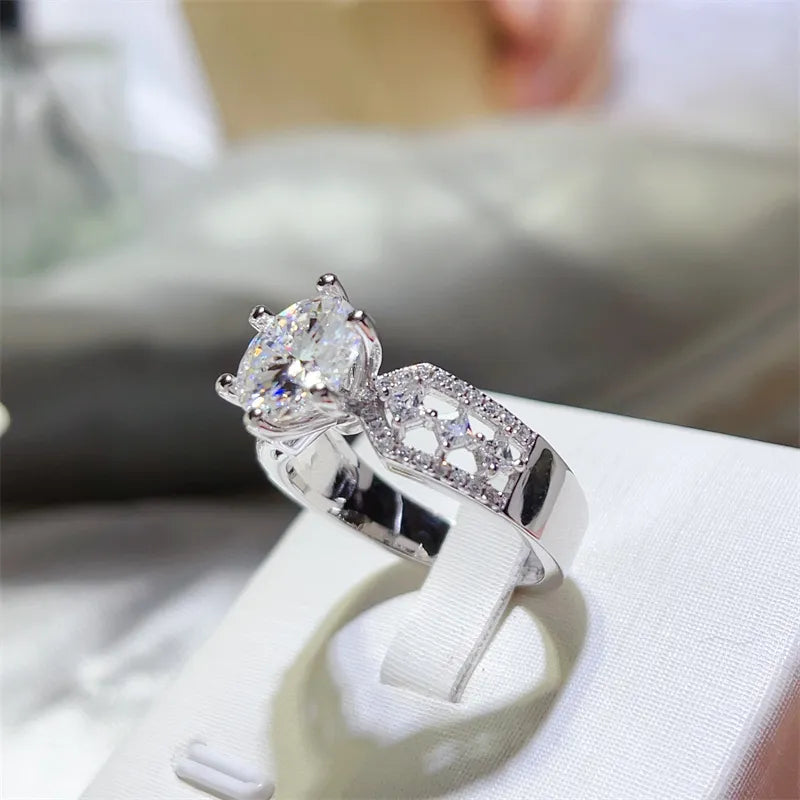 3 Carat Sterling Silver Moissanite Ring in Silver - women's ring