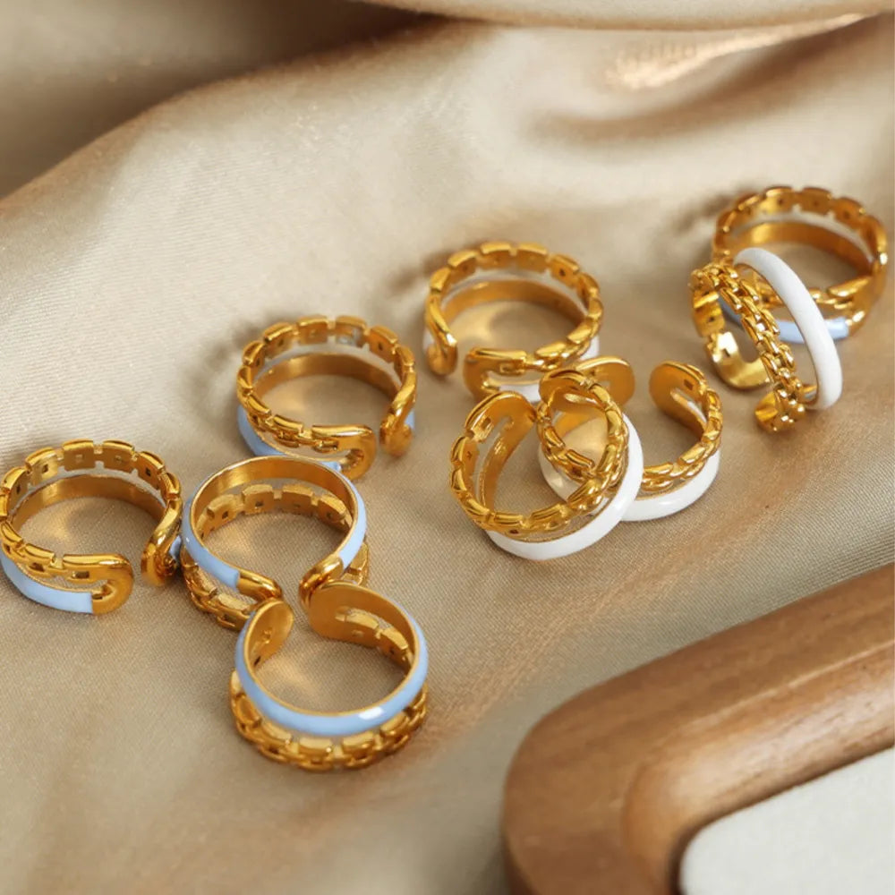 Enamel 18K Gold-Plated Open Ring - alternate ring view