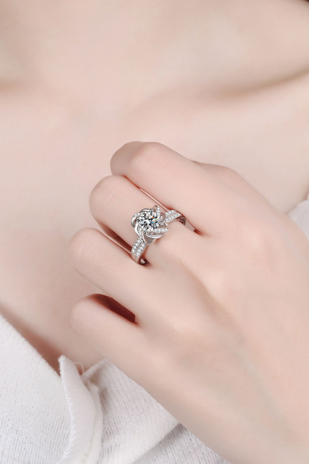 1 Carat Moissanite Sterling Silver Ring in Silver - women's ring