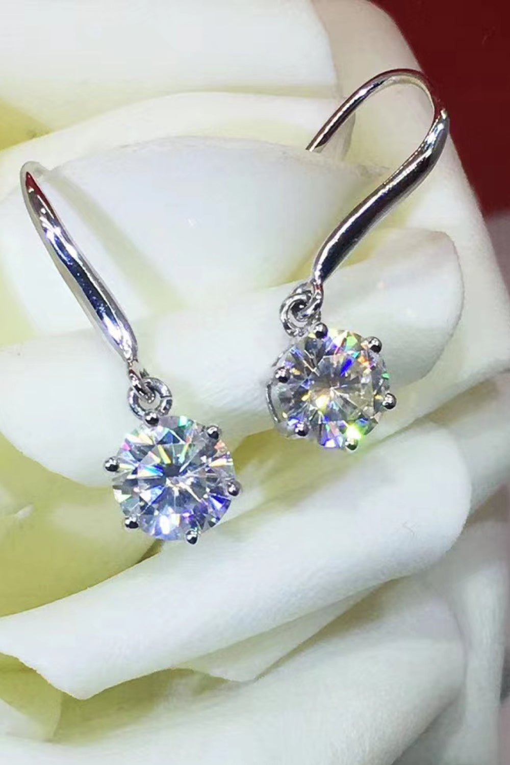 2 Carat Moissanite 6-Prong Drop Earrings - alternate earring view