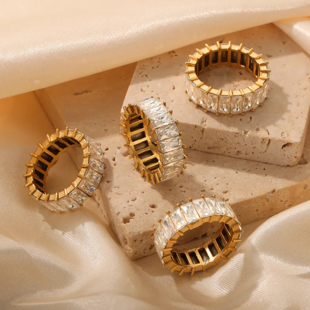 Titanium Steel Inlaid Zircon Ring - alternate ring view
