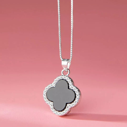 Sterling Silver Clover Pendant Necklace - alternate necklace view