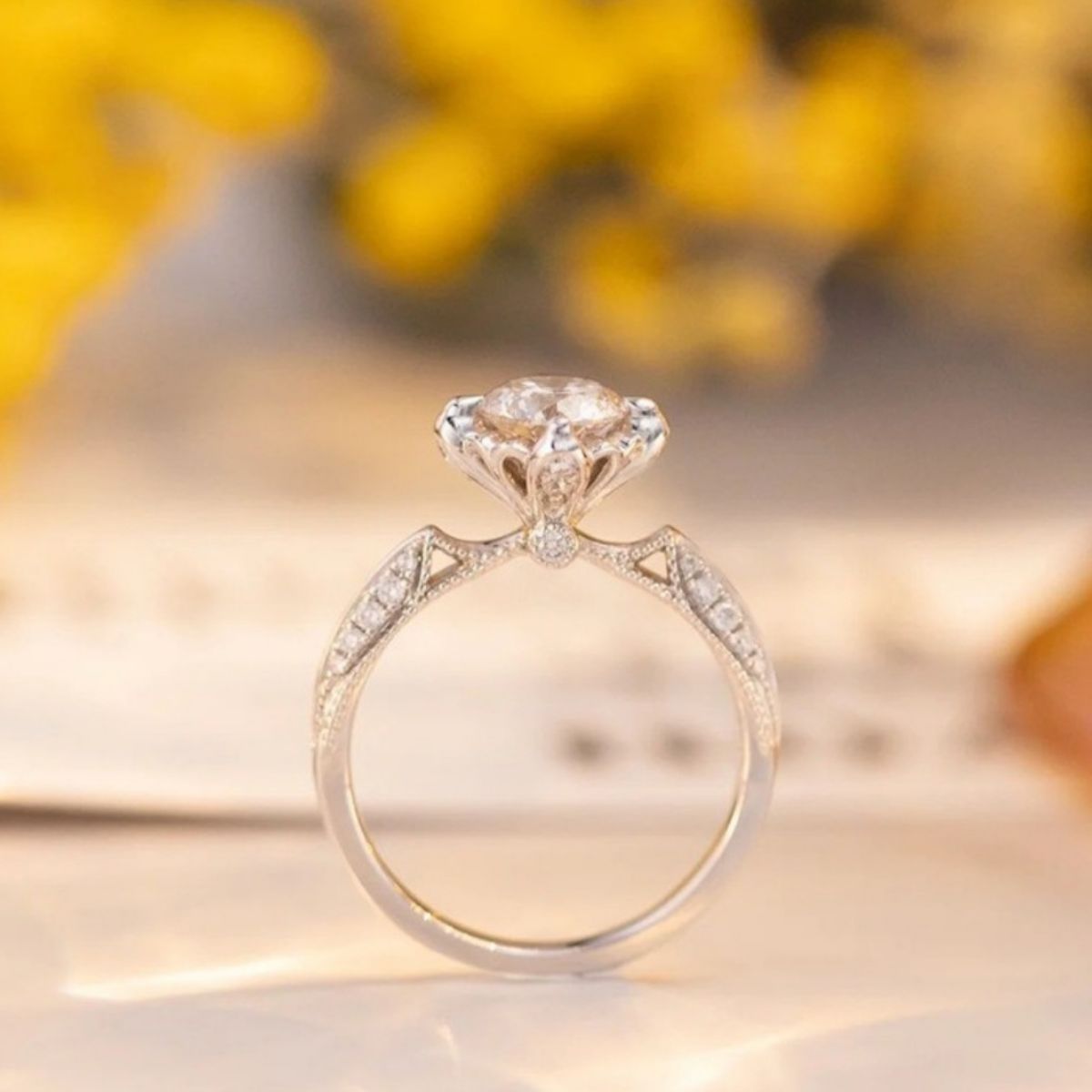 1 Carat Moissanite Sterling Silver Ring in Silver - women's ring