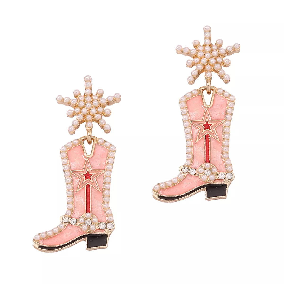 Cowgirl Boot Dangle Earrings in Emerald Green - women's dangle earrings
