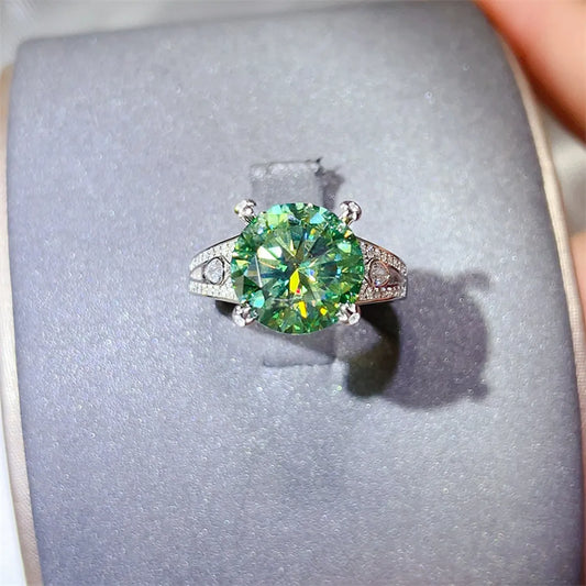 5 Carat Moissanite Sterling Silver Ring in Green - women's ring