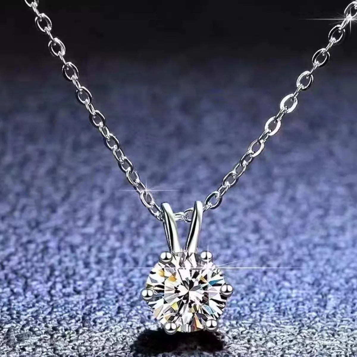 2 Carat Moissanite Sterling Silver Pendant Necklace - alternate necklace view