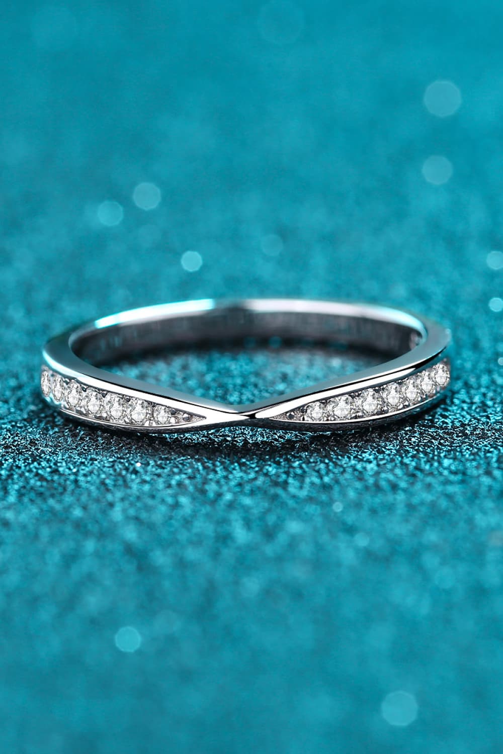 Moissanite Rhodium-Plated Ring in Silver - women's ring