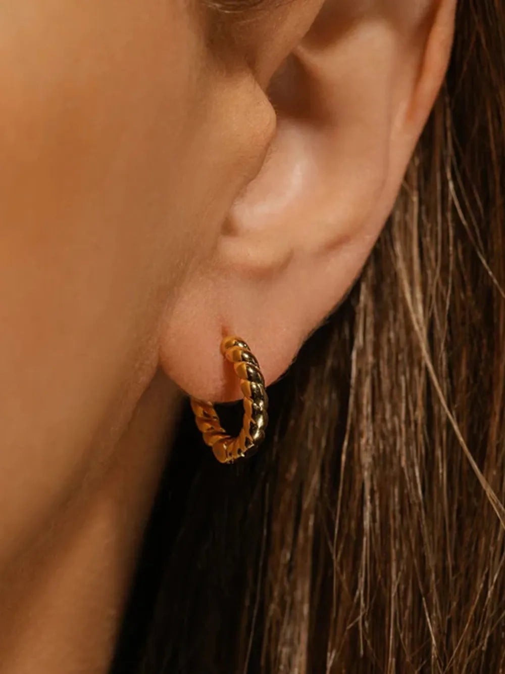 18K Gold-Plated Stainless Steel Huggie Earrings in Gold - women's huggie earrings
